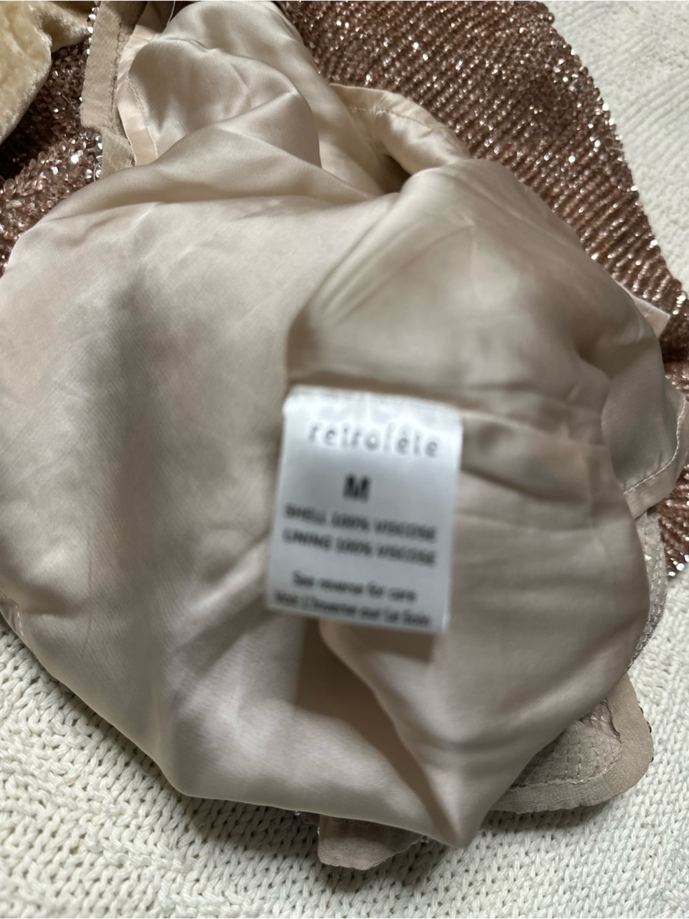 Retrofete Taupe Sequin Dress Sz M - Picture 12 of 13